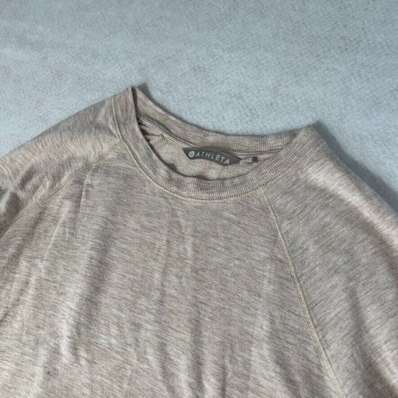 Athleta Criss Cross Pullover Medium M Long Sleeve Sweater Beige Oatmeal - Picture 3 of 10
